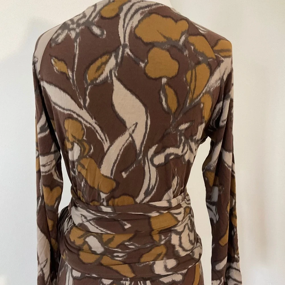 ETRO Midi Wrap Dress | Printed | Brown | Italy | 48 | Large | 12 - Picture 9 of 14